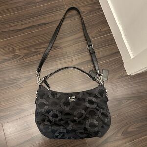Coach Black and Silver Patterned Shoulder Bag